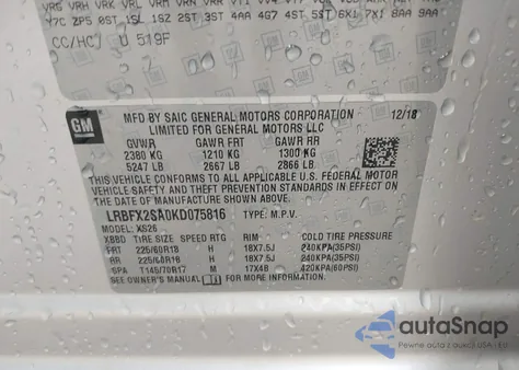 2019 Buick Envision Awd Essence z USA, uszkodzony, nr VIN LRBFX2SA0KD075816